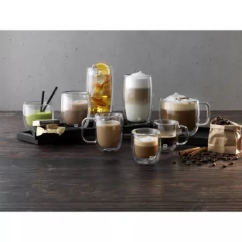 Szklane filiżanki do kawy ZWILLING 39500-112-0 dwuścienne 335 ml, zestaw 2 szt., owalne, żaroodporne, z uchwytami