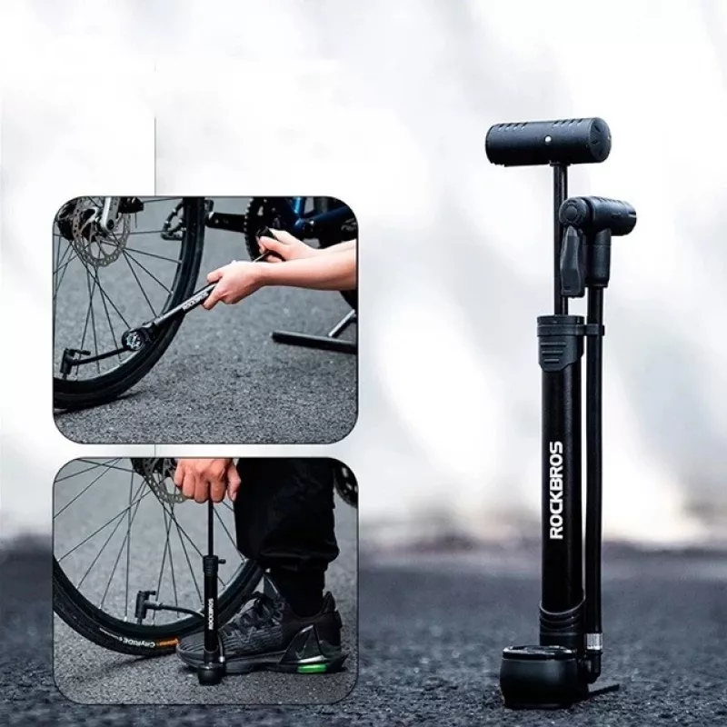 Rockbros 42310006001 Ręczna pompka rowerowa z manometrem Czarna