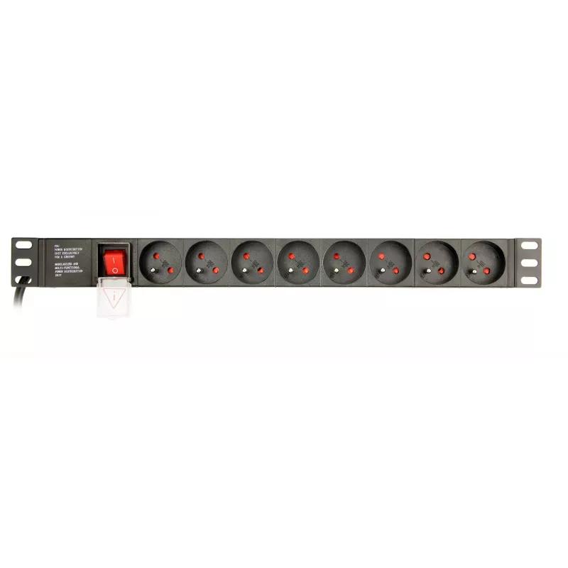 Listwa zasilająca Gembird EG-PDU-014-FC14, 8 gniazd AC, wejście C14, kabel 3 m, obudowa aluminiowa 1U, 10 A, 3680 W