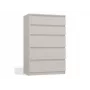 Komoda top e shop MALWA M5, 5 szuflad, Cashmere, 700×1095×400 mm, płyta wiórowa