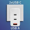 Ładowarka QOLTEC 100W GaN USB-C Dual PD 5–20V 1,5–5A, 2×USB-C