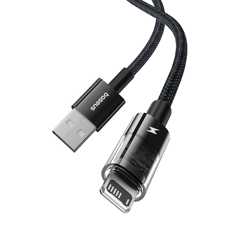 Baseus Gem USB do IP 2.4A szybki kabel do ładowania 2 m Czarny