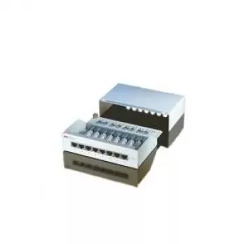 Patch panel, 8 portów, Kat. 5e, ekranowany, jasnoszary, 14 cm, 44 x 172 x 140 mm