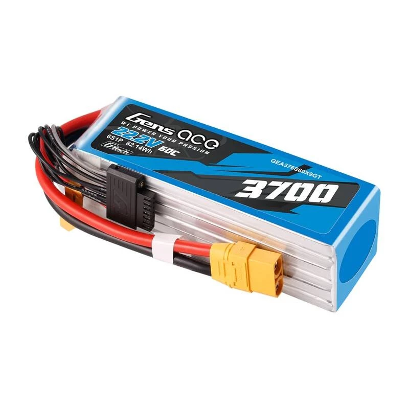 Bateria Gens ace GEA376S60X9GT 22,2 V LiPo wbudowana do modeli RC, 0,536 kg, czarna/niebieska/szara/biała