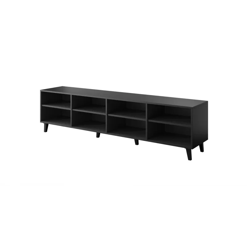 szafka TV FARO 200x42x52 czarny matowy + dąb craft