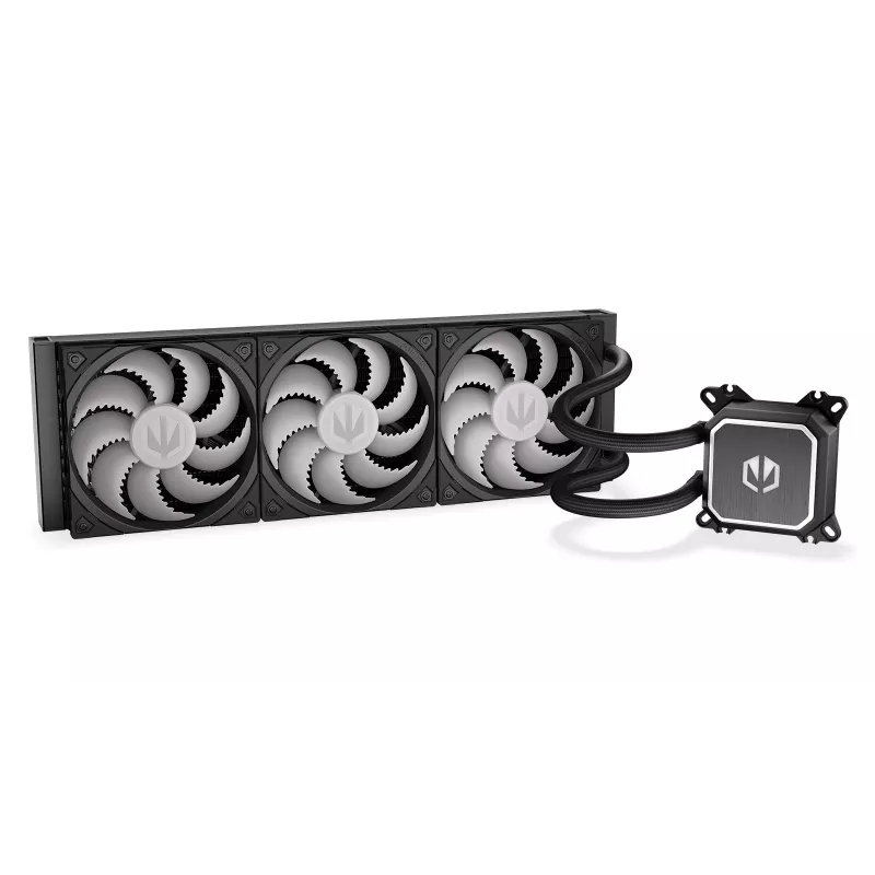 Chłodzenie cieczą AiO ENDORFY Navis F360 ARGB Czarny — chłodnica 360 mm, 3 wentylatory 120×25 mm, 250–1800 RPM, pompa 1600–2600 RPM, obsługa LGA 1700/AM5/AM4