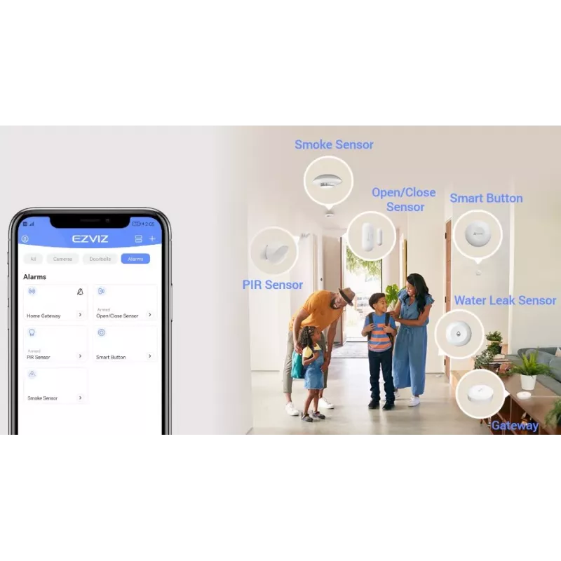 Czujnik dymu EZVIZ CS-T4C — bezprzewodowy ZigBee, bateria litowa 3V, 87×35×87 mm, 85 dB, montaż natynkowy, biały