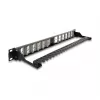 DELOCK 19 calowy keystone panel krosowy 24-portowy kątowy z odciążeniem, 1U, czarny, 482,6×125,5×44,2 mm
