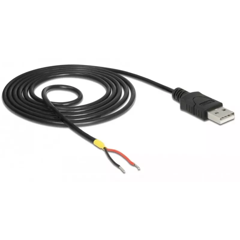 Kabel Delock USB2.0 Typ-A wtyk > 2 gołe końcówki przewodów - 1,5m - czarny (85664)