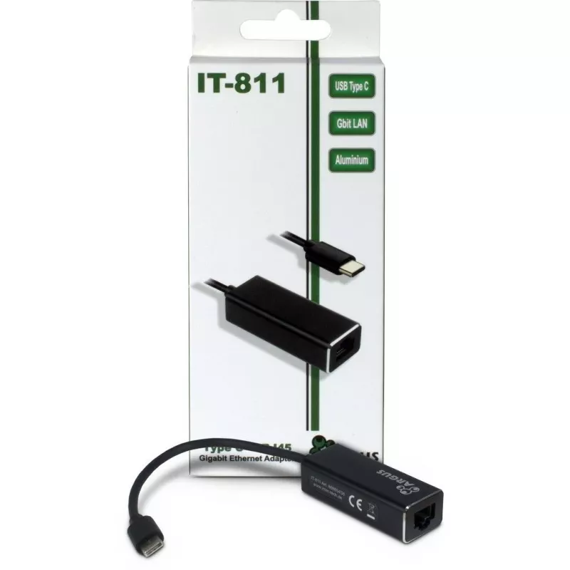 Inter-Tech Argus IT-811 - karta sieciowa - USB-C - Gigabit Ethernet - czarna (88885438)