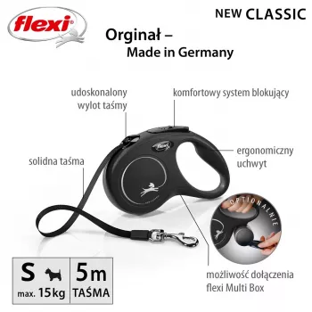 Flexi New CLASSIC 5 m Czarny Dog Retractable lead
