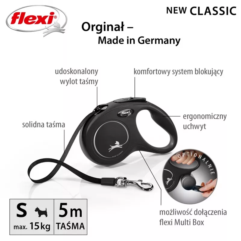 Flexi New CLASSIC 5 m Czarny Dog Retractable lead