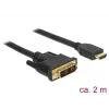 DeLOCK - Kabel wideo - Single Link - HDMI / DVI - DVI-D (M) do HDMI (M) - 2 m - Potrójna izolacja - Czarny - Śruby radełkowane