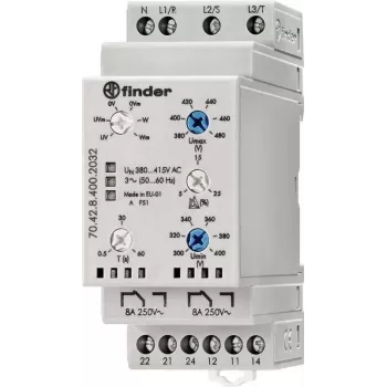 Przekaźnik monitorujący sieć Finder 70.42.8.400.2032 70.42.8.400.2032 Monitorowanie sieci trójfazowej (380–415 V AC), monitorowanie przewodu N (70.42.8.400.2032)
