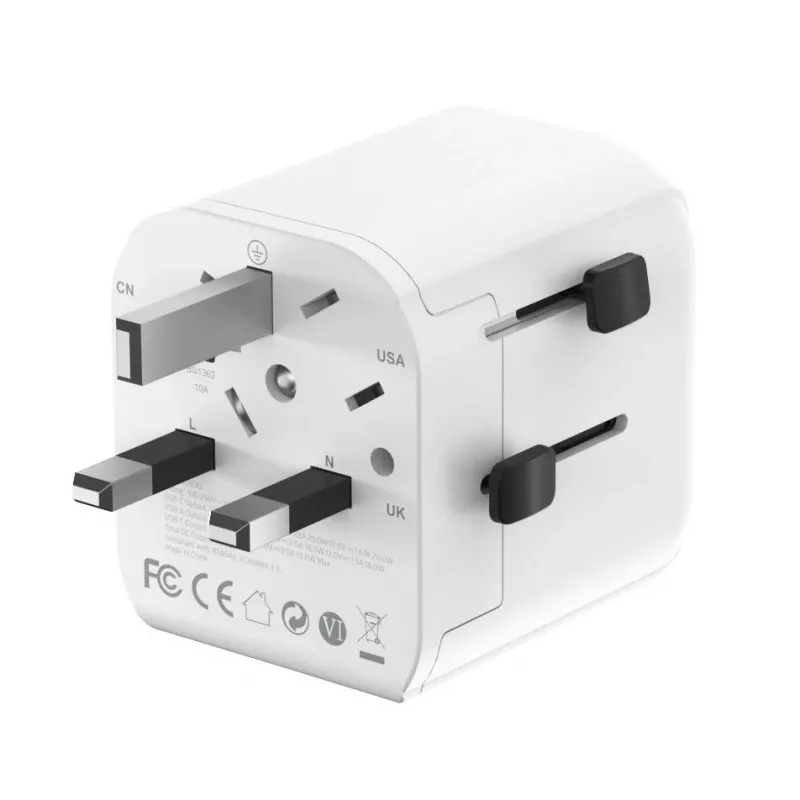 Uniwersalna ładowarka podróżna GEMBIRD TPA-EU1A1C20-01-W 20W, USB-A 18W + USB-C 20W, gniazdo Schuko, wejście 100–250V
