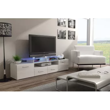 Cama stojak TV EVORA 200 biały/biały połysk