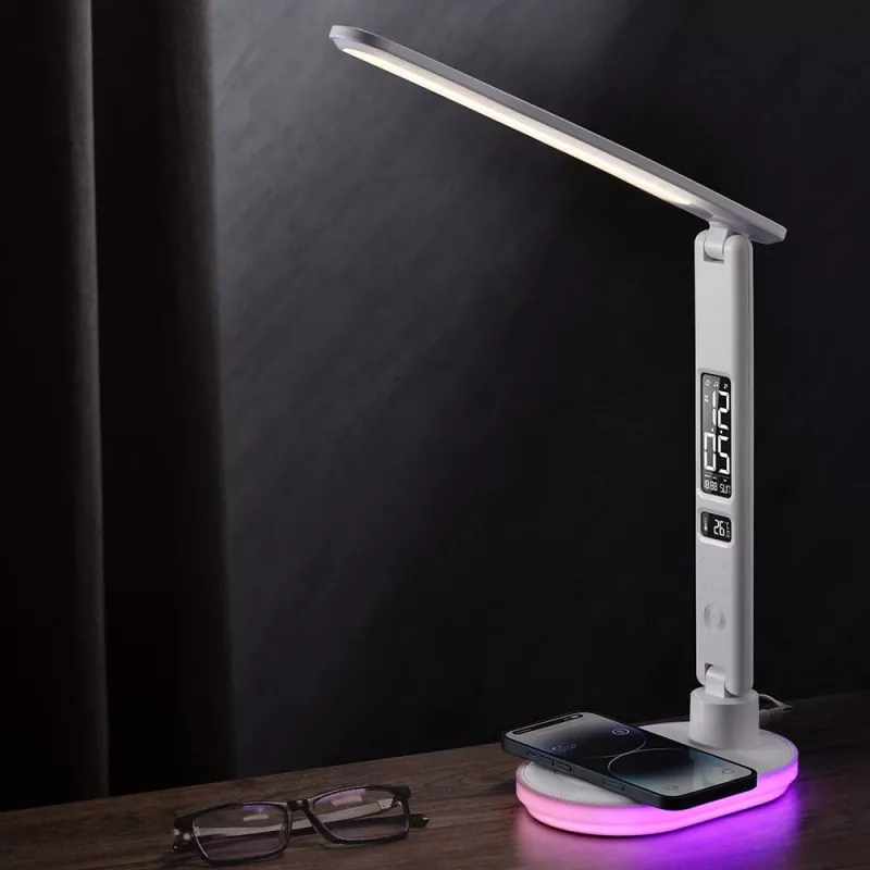 Lampa stołowa Hawk HW-LAMP03 Biała RGB — regulowana lampka biurkowa LED z oświetleniem RGB
