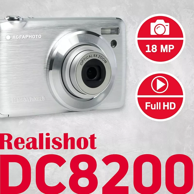 Agfa Photo DC8200 Srebrny + Etui + Karta SD 16GB