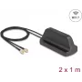 Zewnętrzna antena Wi‑Fi 7 DELOCK 81454 z 2 złączami RP‑SMA, dookólna, 2.4–4.0 dBi