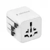 Uniwersalny podróżny adapter zasilania GEMBIRD TPA-INT-01-W — wejście 100–250 V, wtyk typu G, kompaktowe wymiary 84×56×85 mm