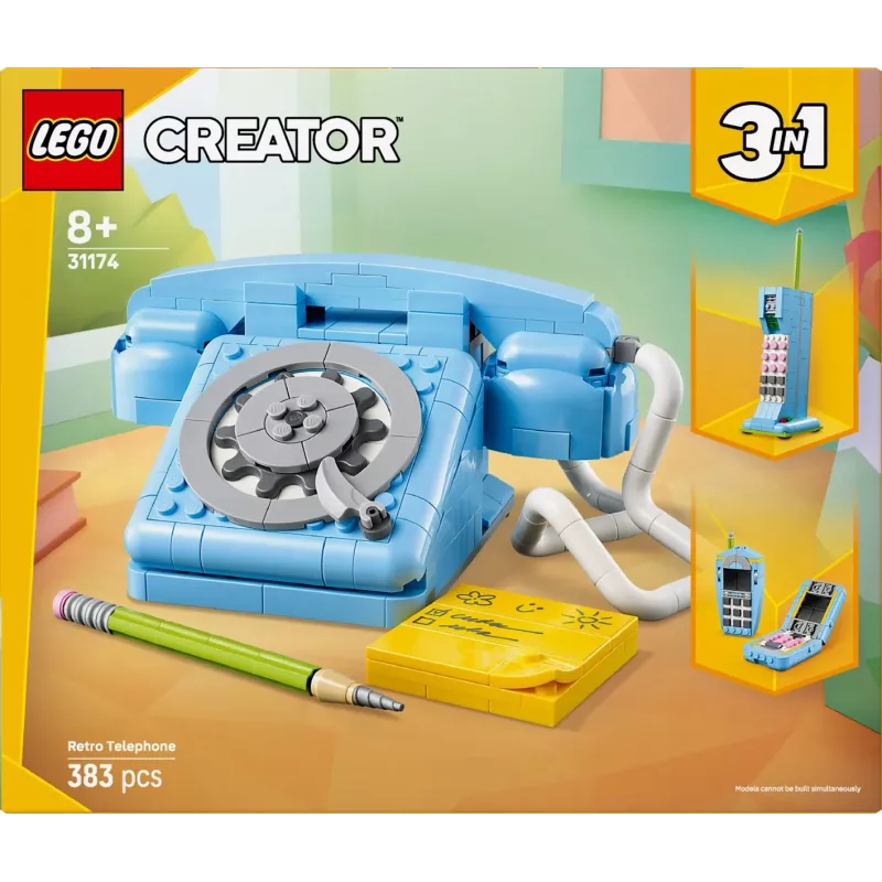 Zestaw konstrukcyjny LEGO Creator 3-w-1 31174 Telefon retro, 383 elementy, od 8 lat, 70×110×150 mm