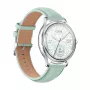 Smartwatch Colmi L28 — Srebrno-zielona koperta z zielonym skórzanym paskiem