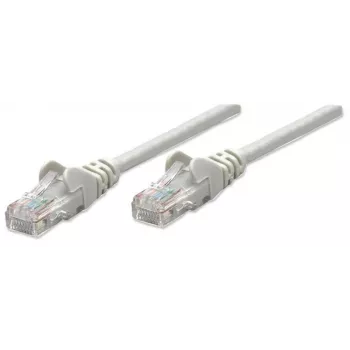 INtellinet kabel krosowy sieciowy, Cat5e, 7,5 m, szary, CCA, U/UTP, PVC, RJ45, pozłacane styki, snagless, booted, dożywotnia gwarancja