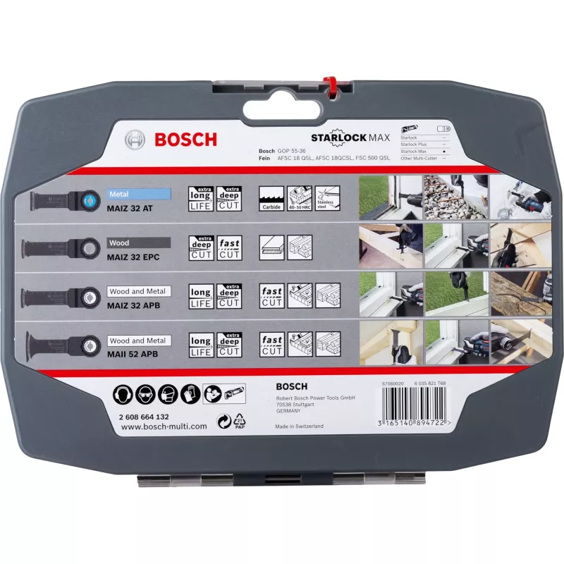 Bosch Starlock Best of Heavy Duty Sets, 4-częściowy, Zestaw ostrzy, Metal, Drewno, Czarny, Pudełko