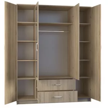 Szafa Topeshop ROMANA 160 SON 11 półek 4 drzwi Dąb