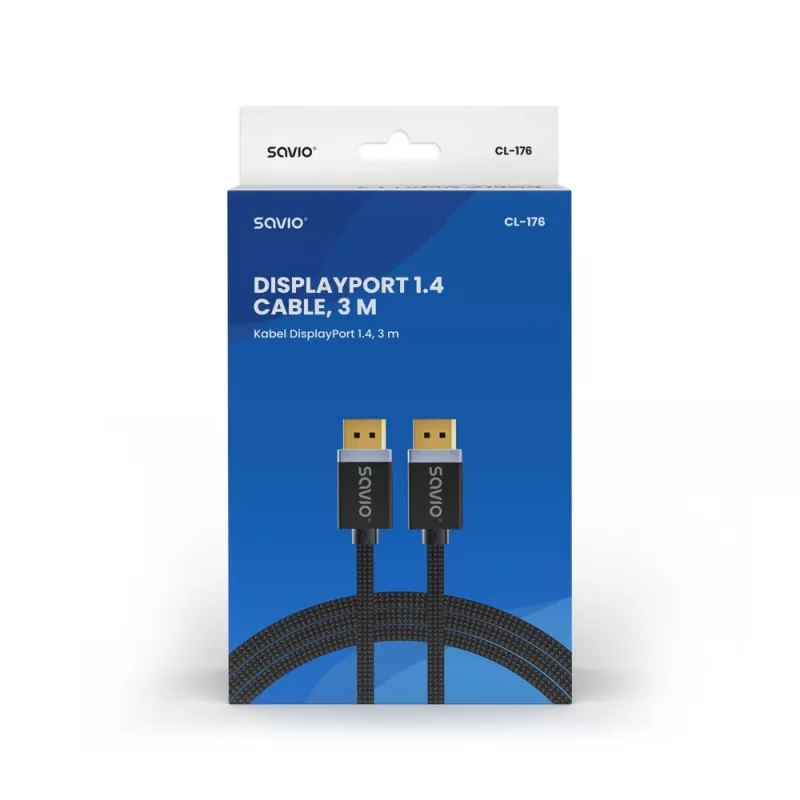 SAVIO DISPLAYPORT (M) - DISPLAYPORT (M) CABLE, V1.4, 3 m, CL-176