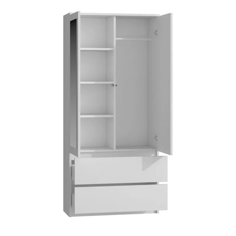 Topeshop SS-90 BIEL LUSTRO bedroom wardrobe/closet 5 shelves 2 drzwi(s) biały