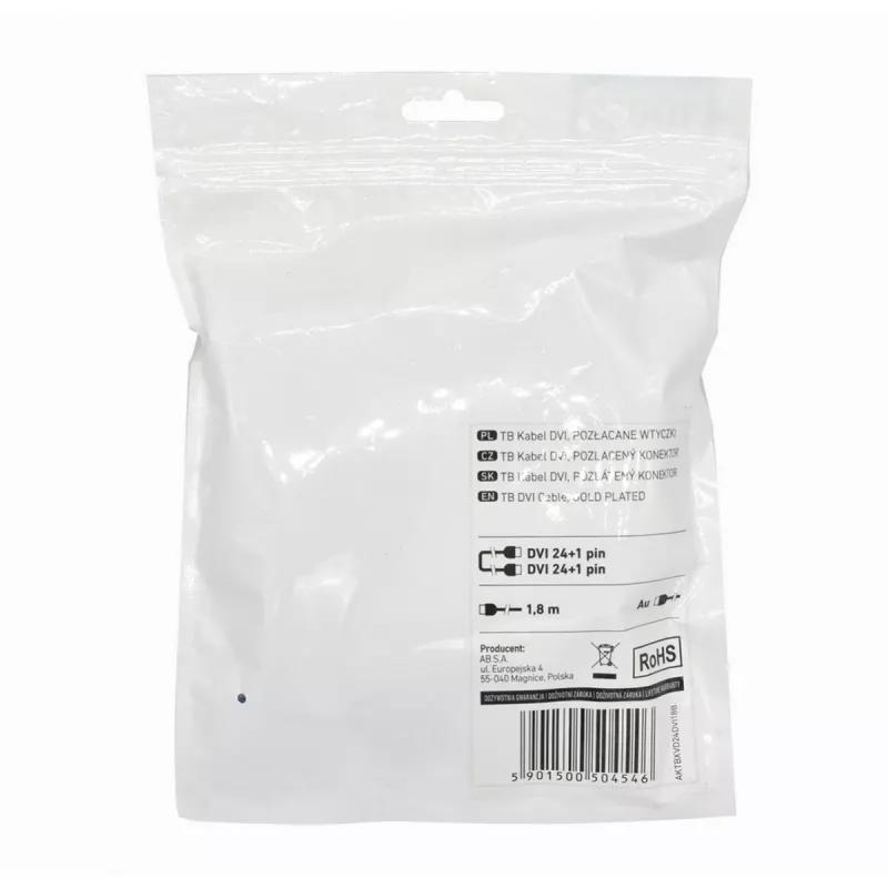 TB MM DVI 24+1 Kabel 1,8 m, czarny, złoty (AKTBXVD24DVI18B)
