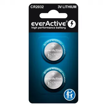 Bateria litowa pastylkowa everActive CR2032 — 3V, 20 mm, 2 szt. w blistrze