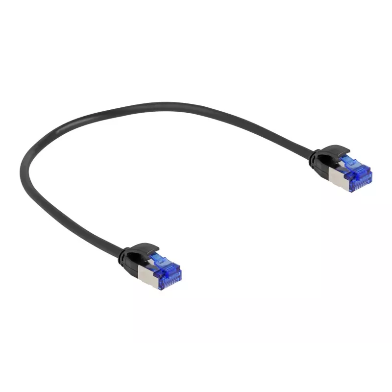 Kabel sieciowy DeLOCK RJ45 Cat.6A S/FTP cienki 0,25 m Czarny