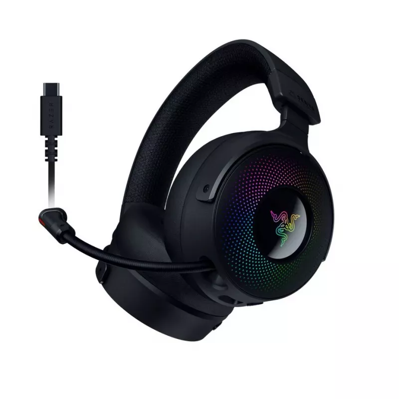 Zestaw słuchawkowy Razer Kraken V4 Pro, przewodowy i bezprzewodowy, pałąk, gaming, USB Type-A, Bluetooth, czarny