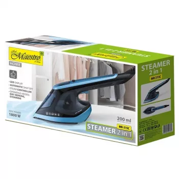 Ręczny parownic do ubrań Maestro MR-315C — 1800 W, zbiornik na wodę 180 ml, nagrzewanie 20 s, para pionowa