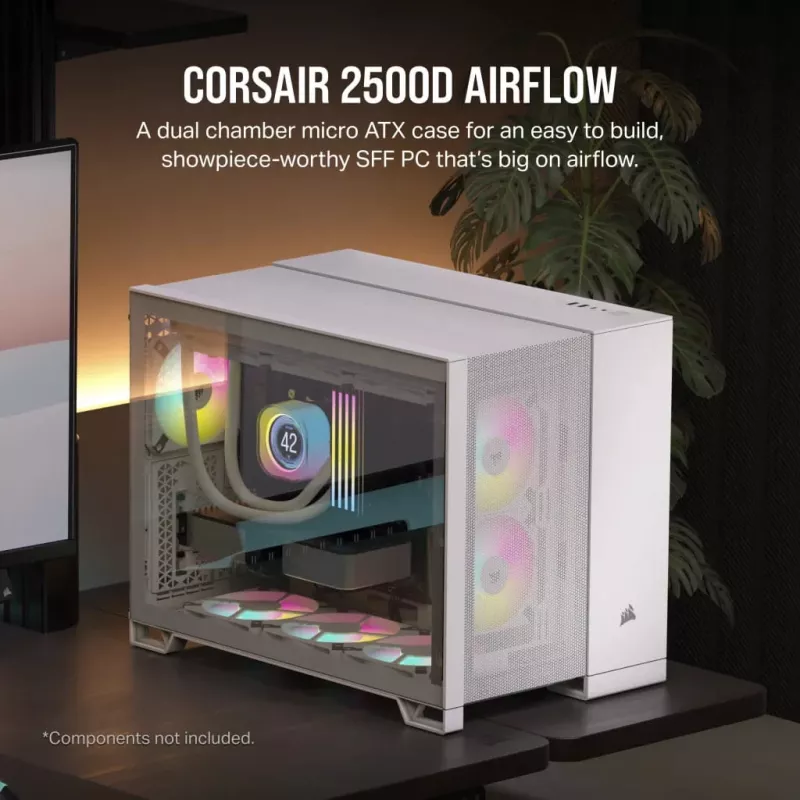 Corsair 2500D AIRFLOW Micro ATX Dual Chamber Obudowa PC – Biała CC-9011264-WW