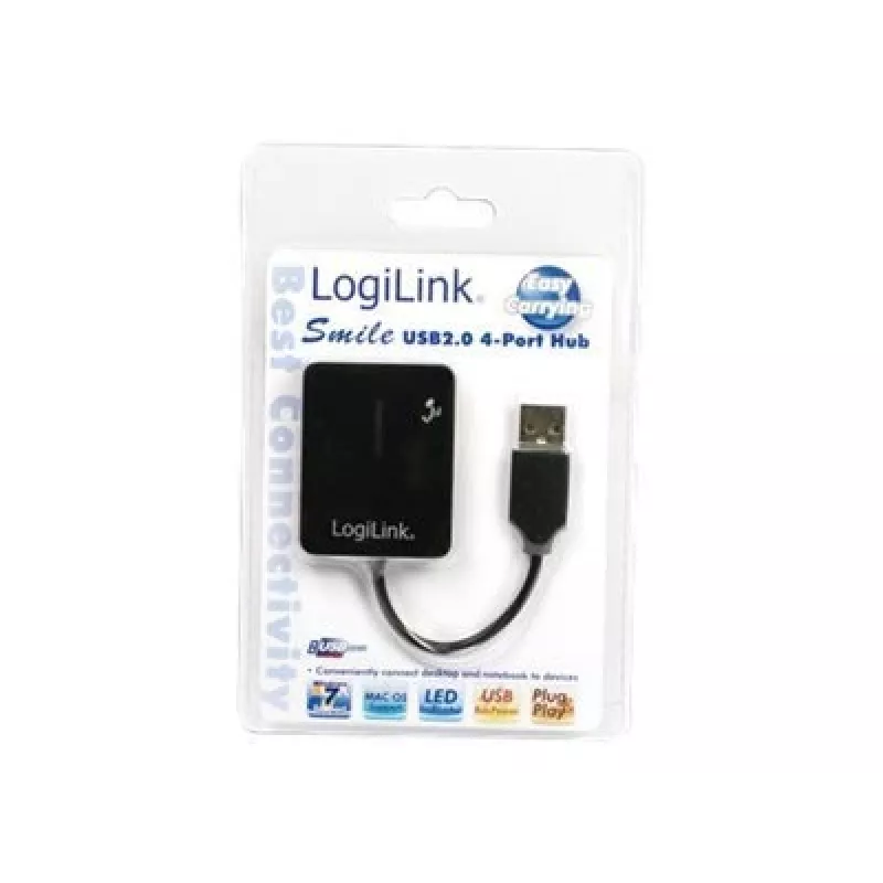 Koncentrator USB LOGILINK UA0139 — 4-portowy USB 2.0, 480 Mbit/s, czarny