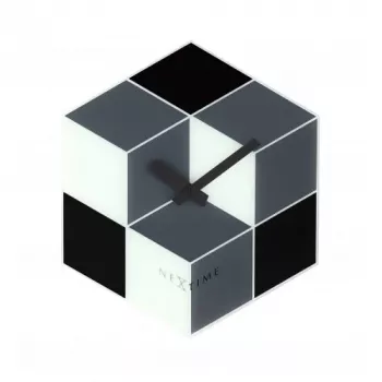 NeXtime klok 8171 Cubic, 43,5x37 cm, Ścienny, Czarny/Biały/Szary