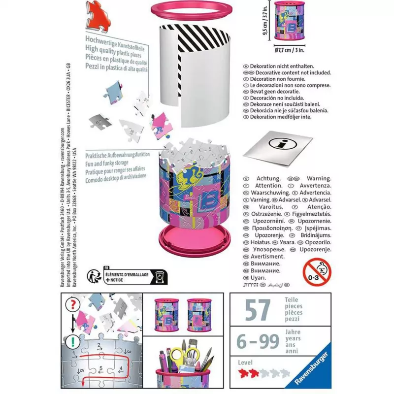 Organizer 3D Ravensburger Utensilo Barbie — model 11585, tematyczne dekoracyjne pudełko 3D