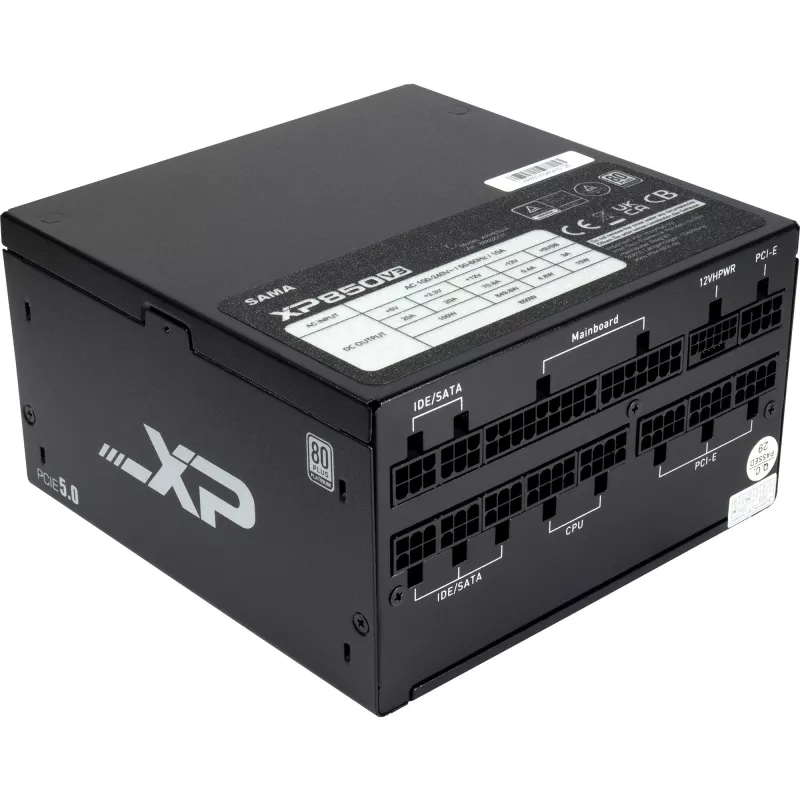 SAMA XPH-850A, zasilacz PC 1x 12 Pin High Power GPU, 3x PCIe, zarządzanie kablami, 850 W