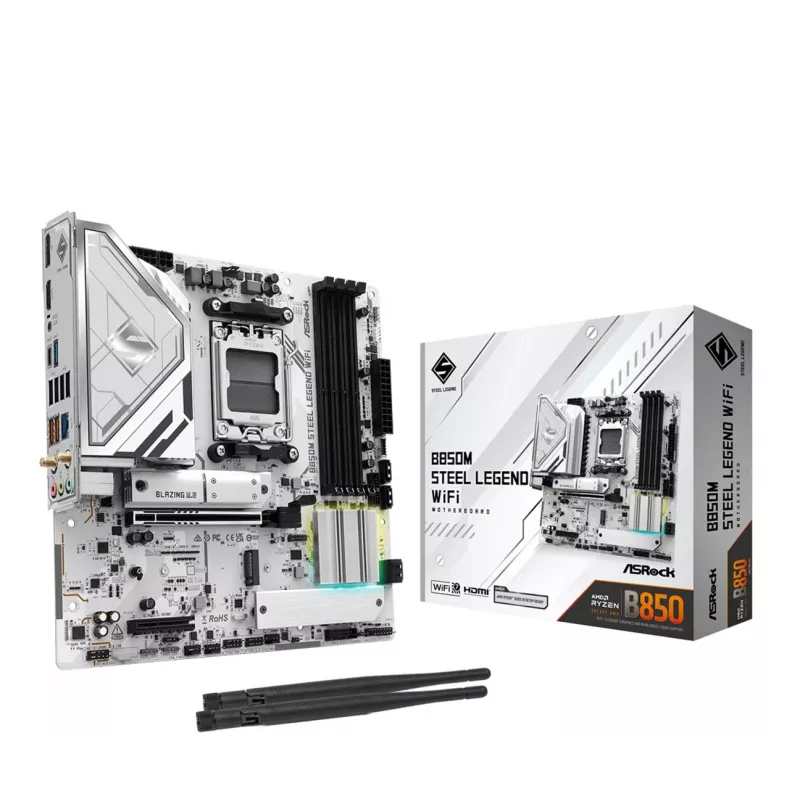 Płyta główna ASRock B850M Steel Legend WiFi — AMD B850, Socket AM5, microATX, DDR5, 4 DIMM, Wi‑Fi 7, 2.5Gb LAN