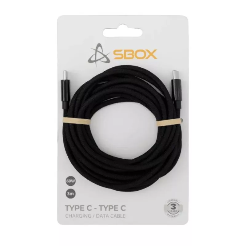 Kabel USB typu C SBOX 3 m, Typu-C do Typu-C, czarny