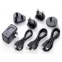 Zasilacz sieciowy Tascam PS-P520U, uniwersalny do użytku wewnętrznego 100–240 V na 5 V 2 A, złącze koncentryczne/Micro-USB/USB-C, czarny