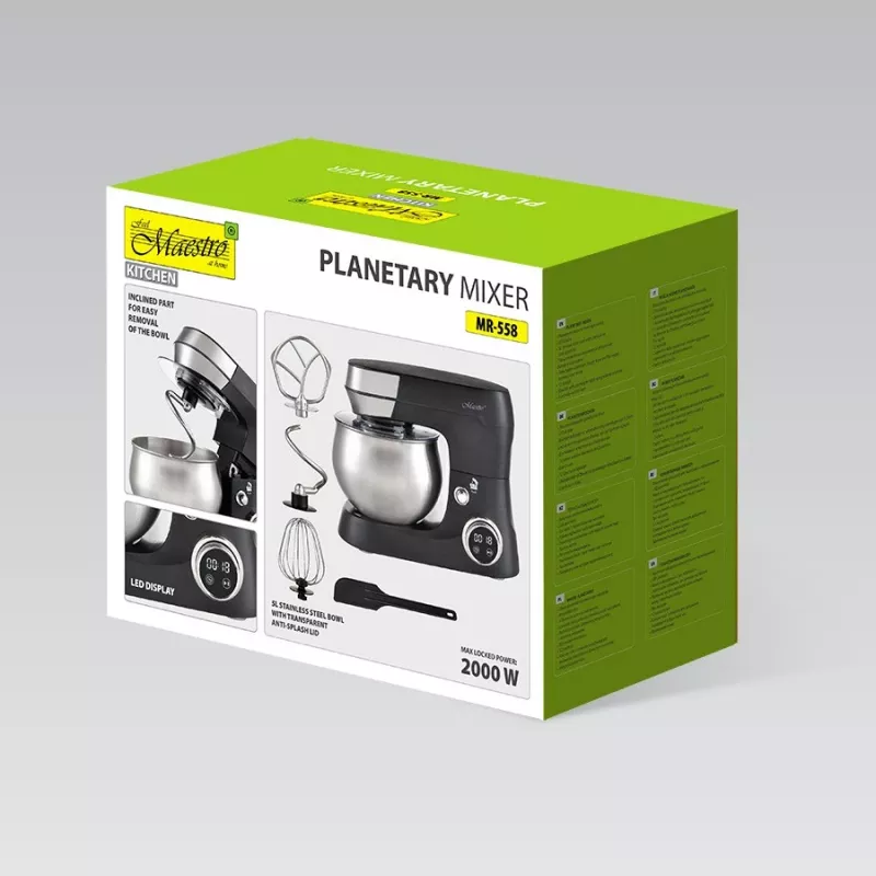 Feel-Maestro MR-558 Mikser planetarny z misą 5 l, 2000 W Czarny
