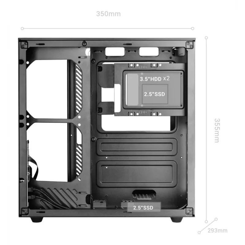 Obudowa PC Midi Tower TACENS Mars Gaming MC-INFINIOLITE, czarna, szkło hartowane, obsługa ATX/Micro-ATX/Mini-ITX, wentylatory 120 mm