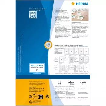 Wytrzymałe zawieszki HERMA A4 52,5x93,5 mm białe z papieru, bez kleju, 1200 szt.