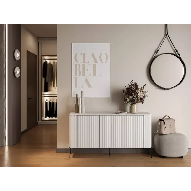 Komoda cama meble VERA 150x40x80 cm, biały mat, płyta wiórowa, rama 16 mm
