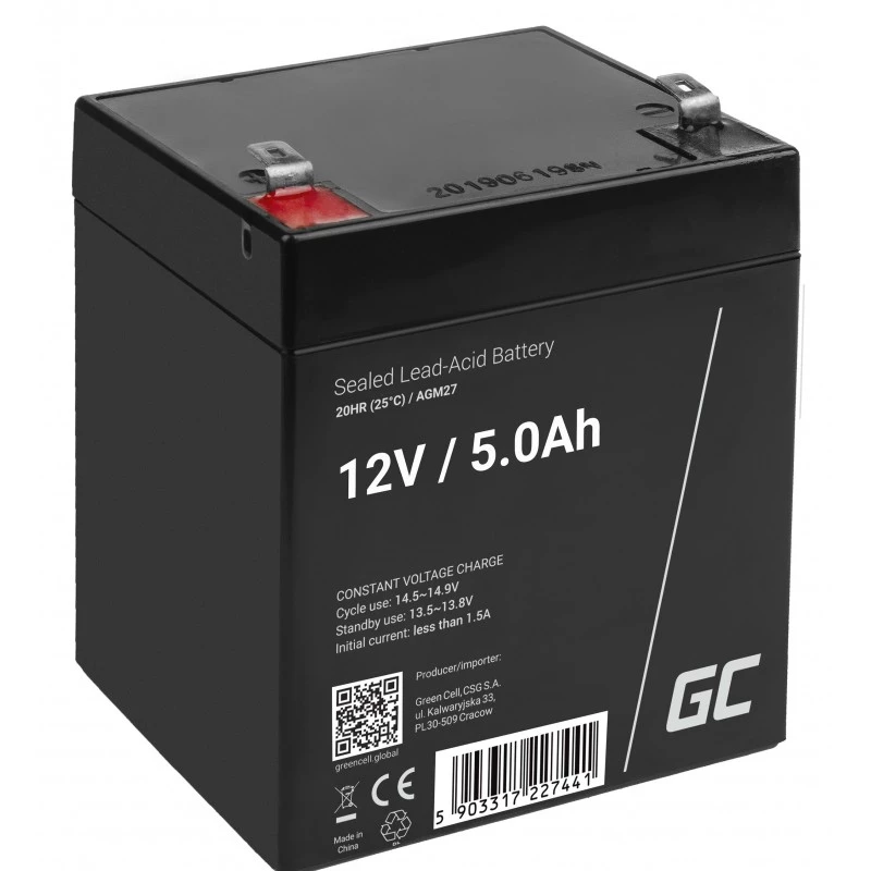 zielony Cell AGM27 Bateria UPS Szczelny kwasowo-ołowiowy (VRLA) 12 V 5 Ah