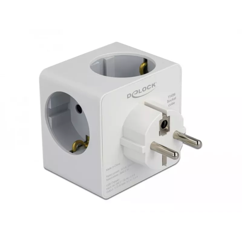 Adapter wtyczki zasilającej typu F DeLOCK 11496 2 porty USB 5 V 2,4 A 3 A